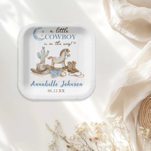 Plato De Papel Una pequeña ducha de bebé vaquero niño