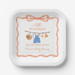 Plato De Papel Una pequeña invitación de baby shower de calabaza