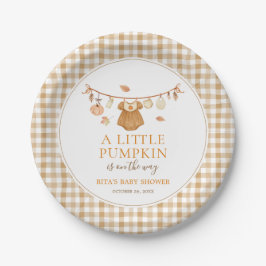 Plato De Papel Una pequeña niña calabaza Otoño Baby Shower