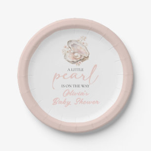 Plato De Papel Una pequeña perla está en camino Baby Shower Coste