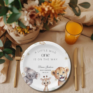 Plato De Papel Una pequeña salvaje Safari Bebés Cumpleaños de beb