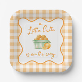 Plato De Papel Una pequeña y linda ducha de bebé naranja