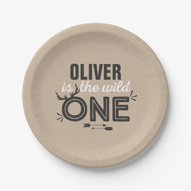 Plato De Papel Una placa de papel salvaje 7" Kraft rústico el (Anverso)