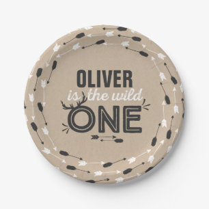 Plato De Papel Una placa de papel salvaje 7" Kraft rústico el