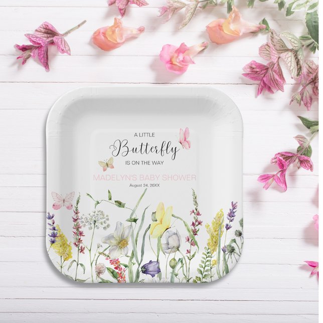 Plato De Papel Una plaquita de papel Baby Shower floral de maripo (Subido por el creador)