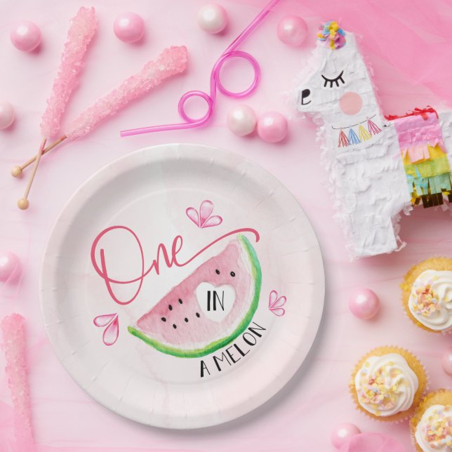 Plato De Papel Una sandía de cumpleaños en Melón (Fiesta)