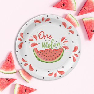 Plato De Papel Una sandía de primer cumpleaños de Melón