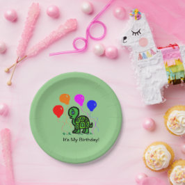 Plato De Papel Una tortuga y globos