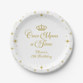 Plato De Papel Una Vez en el Tiempo Princesa Dorada Cumpleaños Pl