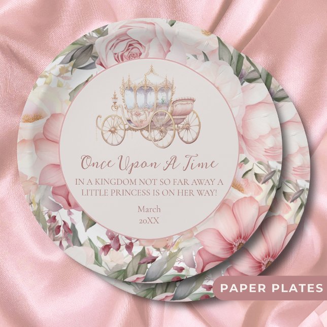 Plato De Papel Una vez la Princesa Rosa Baby Shower (Subido por el creador)