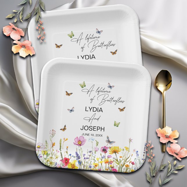 Plato De Papel Una vida de mariposas Boda de flores silvestres (Subido por el creador)