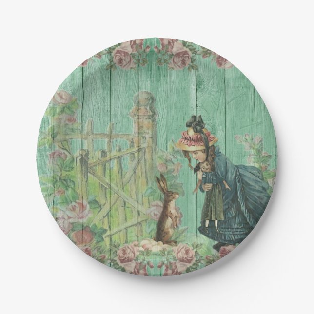 Plato De Papel Una vieja y hermosa imagen de la placa de papel de (Anverso)