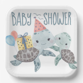 Plato De Papel Under Sea Turtle Beach Baby Shower