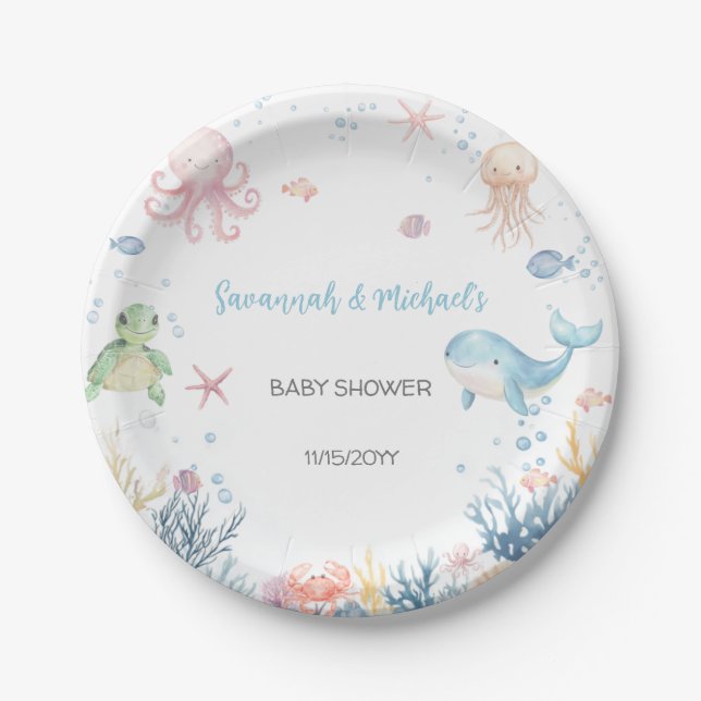 Plato De Papel Under the Sea Baby Shower  (Anverso)