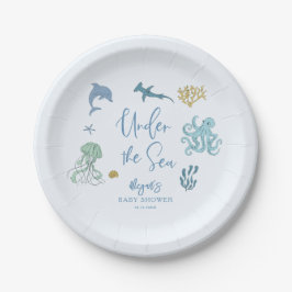 Plato De Papel Under the Sea Blue Baby Shower