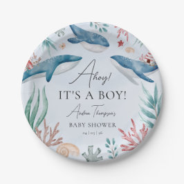 Plato De Papel Under the Sea Blue Whale Boy Baby Shower