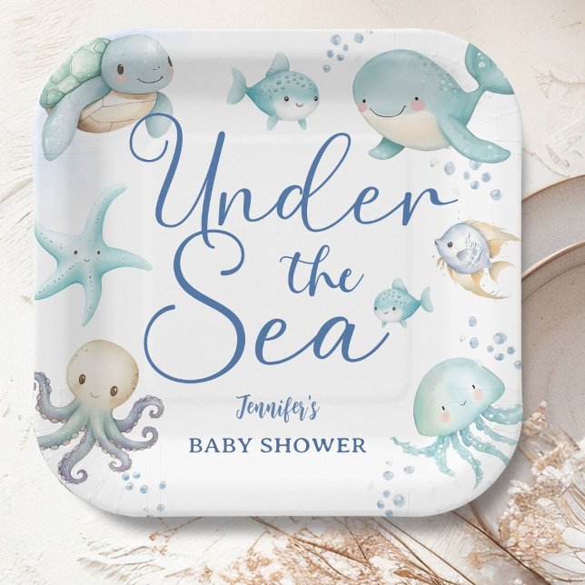 Plato De Papel Under The Sea Boy Ocean Baby Shower (Subido por el creador)