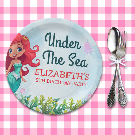 Plato De Papel Under the sea Cute Mermaid Birthday Girl