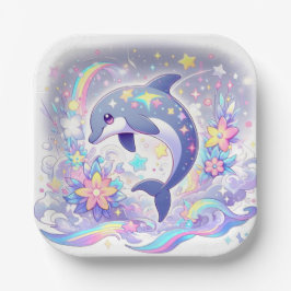 Plato De Papel Under the Sea Dolphin Baby Shower