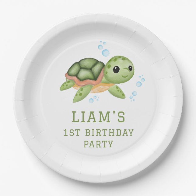 Plato De Papel Under the sea first birthday Paper  (Anverso)