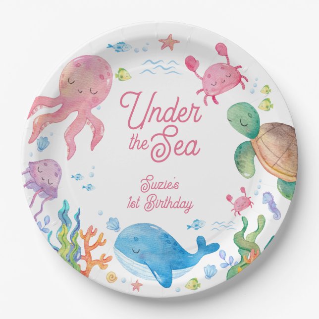Plato De Papel Under the Sea Kids 1st Birthday (Anverso)