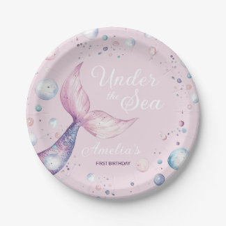 Plato De Papel Under the Sea Mermaid First Birthday Party