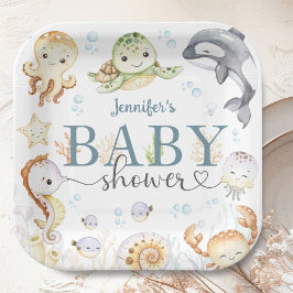 Plato De Papel Under The Sea Ocean Baby Shower Gender Neutral 