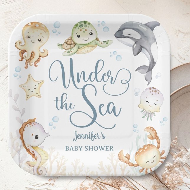 Plato De Papel Under The Sea Ocean Baby Shower Gender Neutral  (Subido por el creador)