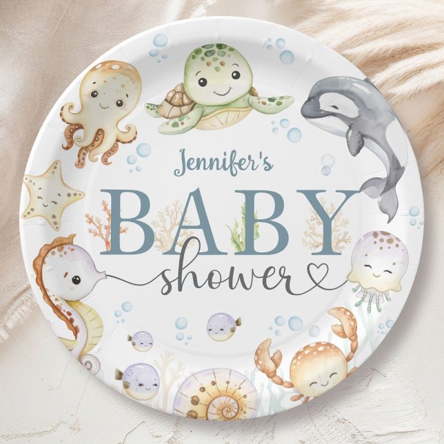 Plato De Papel Under The Sea Ocean Baby Shower Gender Neutral  Pa (Subido por el creador)