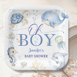 Plato De Papel Under The Sea Ocean Baby Shower Oh Boy Blue