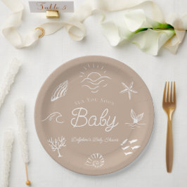 Plato De Papel Under the Sea You Soon Brown Baby Shower