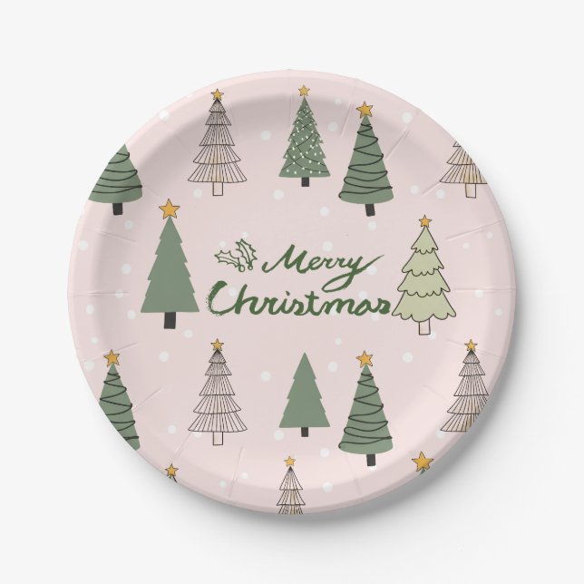 Plato De Papel Under the Snowy Trees – Christmas (Anverso)