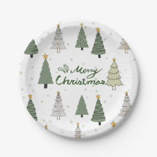 Plato De Papel Under the Snowy Trees – Christmas