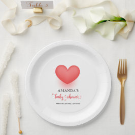 Plato De Papel Único Pequeño Corazón San Valentín Baby Shower