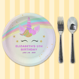 Plato De Papel Unicorn Birthday for Baby Girl