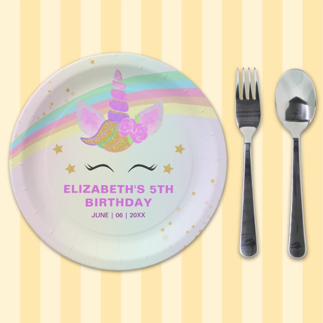 Plato De Papel Unicorn Birthday for Baby Girl (Subido por el creador)