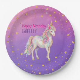 Plato De Papel Unicorn Glitter Girls Birthday