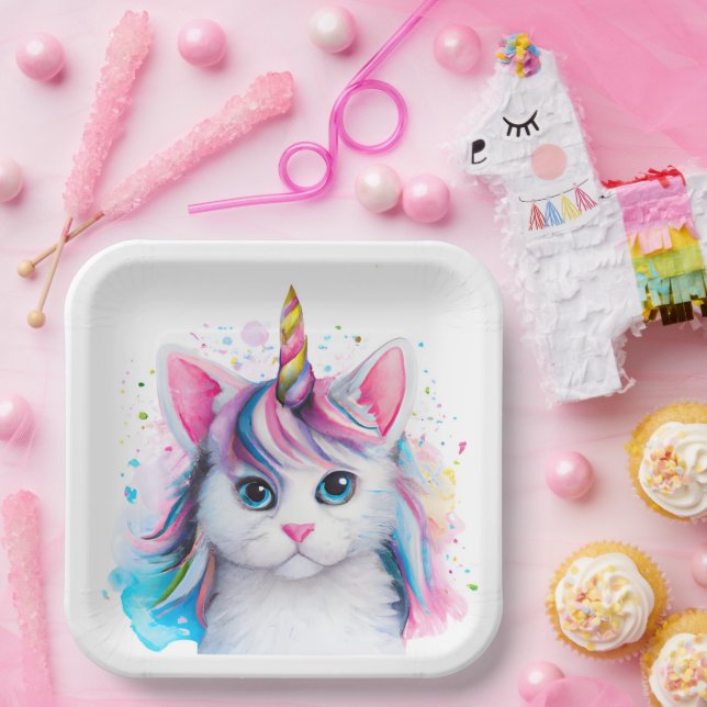 Plato De Papel Unicorn Kitten (Fiesta)