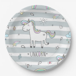 Plato De Papel Unicornio