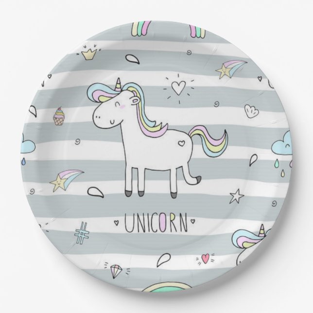 Plato De Papel Unicornio (Anverso)