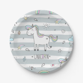 Plato De Papel Unicornio