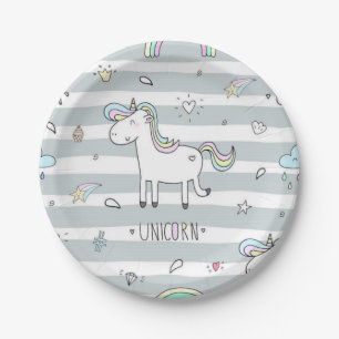Plato De Papel Unicornio