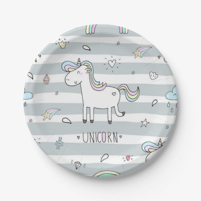 Plato De Papel Unicornio (Anverso)
