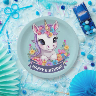 Plato De Papel Unicornio, bebé mágico dulce