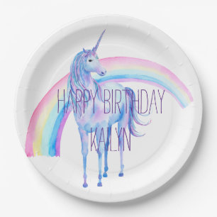 Plato De Papel Unicornio blanco