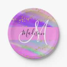 Unicornio Colorido Arcoíris Dorado Glitter Monogra
