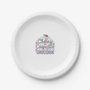 Plato De Papel Unicornio Coqueta de Cereza Unicornio Original Zaz