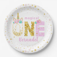 unicornio Cuerno 1 cumpleaños Purpurina de oro Con