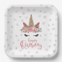 Unicornio de invierno rosa feliz cumpleaños