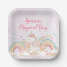Plato De Papel Unicornio Mágico